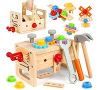 Vanplay Giochi in Legno Cassetta Attrezzi Bambini Attrezzi Giocattolo Giochi Educativi in Legno Regalo di Natale per Bambini Ragazzo Ragazza 2 3 4 5 Anni (30 Pezzi)