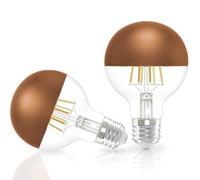Vanpus Lampadina LED Vintage Edison E27-6W 2700K Warm White CRI>90, Marrone Cioccolato Mezzo Cromato, Regolazione Senza Scintillio, Ø80mm per Ambienti Accoglienti (Confezione da 2)