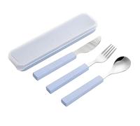 VANRA 2-Piece Set Posate per Bambini in Acciaio Inox 18/10 Argento Bambino Stoviglie Posate Posate Utensili forchetta e Cucchiaio da tavola con Custodia da Viaggio per Bambini Bambini (blu)