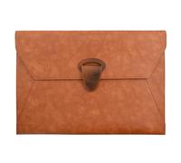 VANRA Cartellina portadocumenti in pelle PU, impermeabile, con 2 tasche, formato A4, con chiusura magnetica a bottone a pressione (marrone)