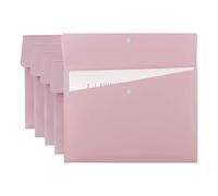 VANRA Cartelline portadocumenti in polietilene, formato lettera, organizer in plastica, formato A4, porta documenti piatto con chiusura a bottone a pressione (rosa pastello, confezione da 5)