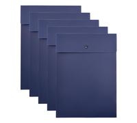 VANRA Cartelline verticali in plastica con chiusura a bottone a pressione, per fogli formato A4, confezione da 5, blu navy
