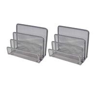 VANRA Organizer per lettere piccole, confezione da 2 organizer da scrivania, in rete metallica, 3 scomparti (2 argento)