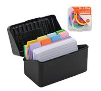 VANRA Porta schede 3x5 Flash Card Organizer Case 300 schede colorate Bulk Blank Note Card con anello (nero)