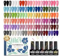 VANREESA 50PCS Kit Semipermanente Unghie, 45 Colori Smalto Semipermanente Unghie Smalti Semipermanenti per Unghie Base Top Coat Lucido Opaco Brillantini Dorato, Regali per Donne