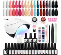 VANREESA Kit Semipermanente Unghie, 18 Colori Kit Unghie Gel Completo con Base Top Coat e Lampada UV Led Unghie 36W Set Manicure per Principianti Regalo per Donne
