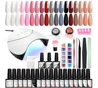 VANREESA Kit Semipermanente Unghie, 18 Colori Kit Unghie Gel Completo con Base Top Coat e Lampada UV Led Unghie 36W Regalo per Donne Set Manicure per Principianti