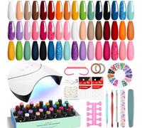 VANREESA Kit Semipermanente Unghie, 24 Colori Kit Unghie Gel Completo con Lampada U V Rosa Blu Arancione Smalto Semipermanente Unghie Set Manicure per Principianti con Base Top Coat