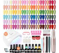 VANREESA Kit Semipermanente Unghie, 35 Colori Kit Unghie Gel Completo con Top Base Opaco Brillantini Coat 48W Lampada U V Led e Strumenti per Manicure, Set Manicure per Principianti