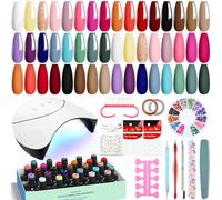 VANREESA Kit Unghie Semipermanente, Rosa Rosso Marrone Viola 24 Colori Autunno Kit Unghie Gel Completo con 36W Lampada U V e Base Top Coat Set Manicure Regalo per Le Donne