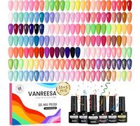 VANREESA Smalto Semipermanente Unghie, 55 Colori Kit Semipermanente Unghie con Lucido Opaco Glitter Argentoe Oro e Base Top Coat