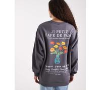 Vans - Cafe Vans - Felpa con cappuccio oversize color asfalto-Nero XXS