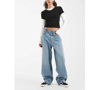 Vans - Cinched Check 5 - Pantaloni ampi blu medio lavaggio stone wash/blu 72 - 75.5cm