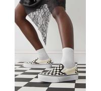 Vans Classic - Sneakers senza lacci con plateau a scacchi nere e bianche-Bianco 38.5