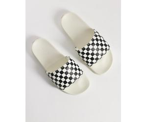Vans - La Costa - Sliders bianche e nere a scacchi-Bianco 43