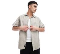 Vans - Lawson - Camicia a maniche corte a righe color nebbia londinese/glassa al limone-Grigio XS