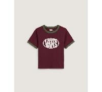 Vans - Maglietta Centre Chest Logo Ringer, Donna, Bordeaux, Taglia: XXL
