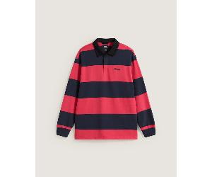 Vans - Polo in maglia Ward Stripe Rugby, Uomo, Rosso, Taglia: M