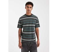 Vans - T-shirt a righe in maglia piqué color muschio mistico-Verde S