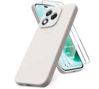 Vansdon Cover Compatibile con Honor 400 Lite, 2 Pellicola Protettiva in Vetro Temperato, Gomma Gel di Silicone Liquida Antiurto Custodia - Pietra Beige