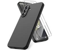 Vansdon Custodia per Samsung Galaxy A37 5G, confezione da 2 pellicole proteggi schermo in vetro temperato, custodia morbida in silicone liquido TPU gel antiurto, colore nero