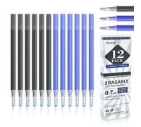Vanstek 12 Pack 6 Blue 6 Black Erasable Gel Pen Refills Gel Ink Refil