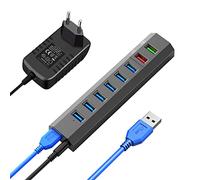 Vansuny HUB USB 3.0 Alimentato 8 Porte USB Hub Alimentato con Alimentatore 36W Grigio HUB USB 3.0 per PC Laptop Desktop