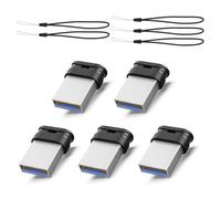 Vansuny - Mini chiavetta USB, 16 GB, 5 pezzi, mini 16 GB, 3.0, 16 GB, con cordino, portatile, per auto, desktop, laptop (nero)