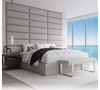 VANT Pannelli di Rivestimento Imbottiti Accento - Confezione 4 - Facile da Installare - Doppia - Testiera King Size(91cm LARGO, Weave Moondust Grigio)