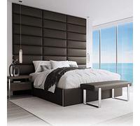 VANT Pannelli di Rivestimento Imbottiti Con Accento - Confezione 4 - Facile Install - Testiera King Size (Sella In Pelle Vintage Marrone, 91cm LARGO)