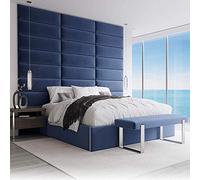 VANT Pannelli di Rivestimento Imbottiti con Accento - Confezione da 4 - Facile da installare - Doppia - Testiera King Size (Velvet Navy, 91cm Largo)