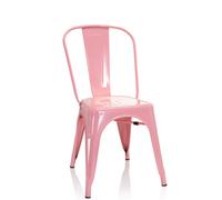 HJH Office 645051 Sedia Bistrot VANTAGGIO COMFORT Sedia da Bar Impilabile in Metallo, Sedia Pranzo Design Industriale, Rosa