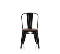 HJH Office 645045 Sedia Bistrot VANTAGGIO COMFORT W Sedia da Bar Impilabile in Metallo e Legno, Sedia Pranzo Design Industriale, Nero