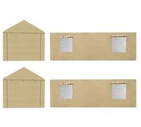 Vanteriam Set di 4 pannelli laterali per carport da 10 x 6 m, con finestre in rete e cerniere a doppia testa, in PE 180 g, impermeabile e resistente ai raggi UV, copertura di ricambio per pareti