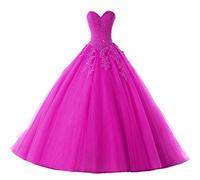 Vantexi Abito lungo da donna, in tulle, Magenta, 44