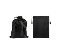 VANTOBEST 2 sacchetti per parrucche, 40,6 x 30,5 cm, in raso di seta, con coulisse e nappa, per conservare i capelli, per saloni di viaggio, uso domestico, colore nero