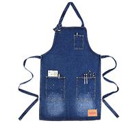 VANTOO Grembiule da chef con tasche, grembiule da cucina in denim per uomo e donna, regalo per donne e uomini, mamma e papà, blu, grande