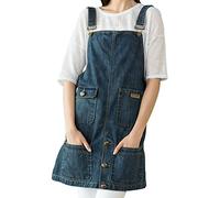 Vantoo, grembiule da donna in denim con bretelle incrociate sul retro e 4 tasche, per cucina, artigianato, giardinaggio, regali per mamma (blu navy)