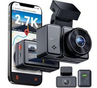 VANTRUE E2 2.7K+2.7K Dash Cam, 5GHz WiFi GPS Doppia 1944P Telecamera Per Auto, Dashcam Controllo senza Fili e Vocale, 24h. Modalità di Parcheggio Tampone, Visione Notturna WDR 2,45" 160 Gradi Max 512G