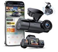 VANTRUE N4S Tripla Dashcam Auto 2.7K+2.5K+2.5K Anteriore Interno Posteriore, 5GHz WiFi GPS Camera Infrarosso, 3 Canuax HDR 360 Gradi, Controllo Vocale Francese, 10s Pre-Registrazione, Max 1 TB