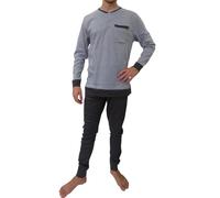Vanuè Pigiama Uomo Invernale in 100% Cotone Caldo Interlock. Taglie Oversize (IT, Testo, XXL, Regular, Regular, 904 Grigio)