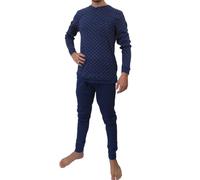 Vanuè Pigiama Uomo Invernale in 100% Cotone Caldo Interlock. Taglie Oversize (IT, Testo, XXL, Regular, Regular, 904 Blu)