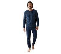 Vanuè Pigiama Uomo Invernale in Cotone Caldo 100% Interlock. Taglie Over Size Pigiama Lungo Due Pezzi (IT, Testo, M, Regular, Regular, 501 Blu)