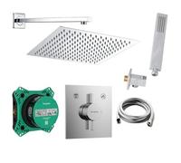 vanvilla Hansgrohe Duo Turn E e vanvilla - Doccia a pioggia con rubinetto, soffione doccia rettangolare, set doccia HG201 lucido