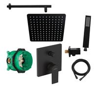 vanvilla Sistema doccia con miscelatore incasso doccia di Hansgrohe Vernis Shape e doccia a pioggia vanvilla con miscelatore, soffione doccia angolare, kit doccia HGS07 nero opaco