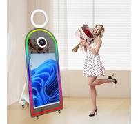 VANYA 65 in Magic Mirror Photo Booths,43 pollici Magic Mirror Photo Booth Touch Screen Macchina Photobooth con caso di volo per feste di nozze in noleggio di eventi (White, Photo Booth)