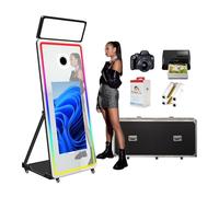 VANYA 65in Magic Mirror Photo Booth con fotocamera e stampante, macchina portatile a schermo tattile da 32 pollici con luce quadrata, per matrimonio e festa (Black, Full Set)