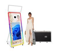 VANYA 65in Magic Mirror Photo Booth, portatile 32in Selfie Touch Screen a luce quadrata, Mini PC incorporato, per la festa di nozze per la locazione di eventi (White)