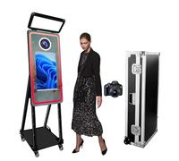 VANYA Cabina fotografica a specchio magico da 101,6 cm con touch screen da 21,5" e kit di gioco con custodia da viaggio per eventi, Natale, matrimoni (nero + fotocamera)