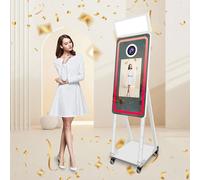 VANYA Cabina fotografica a specchio magico da 101,6 cm con touch screen da 21,5" e kit di gioco con custodia da volo illuminazione da studio per eventi, Natale, matrimoni (bianco)